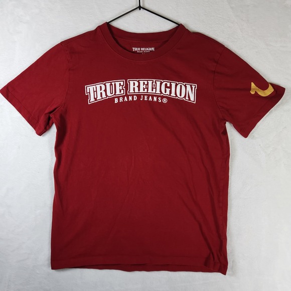 True Religion Brand Jeans Kids XL Burgundy Graphic Logo Short Sleeve T-Shirt - Picture 1 of 7